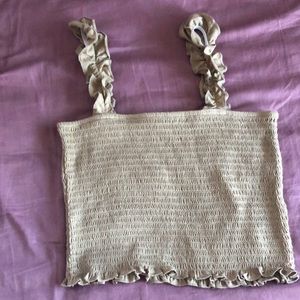 ruffled strap tank top crop